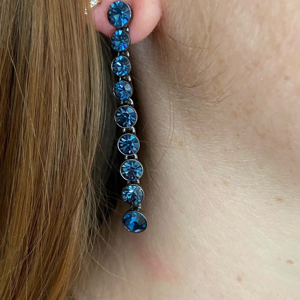 Givenchy gunmetal necklace with blue Swarovski, plus earrings - Picture 2 of 15